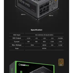Блок живлення GAMEMAX GM-600 Modular UA
