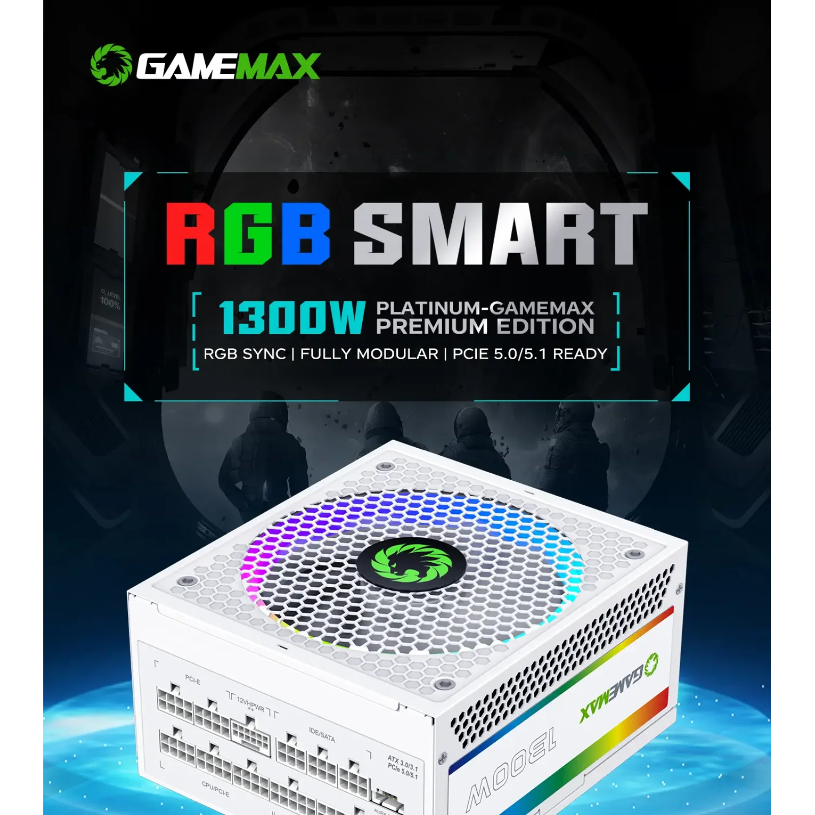 Блок живлення GameMax RGB-1300 WH (ATX3.1 PCIe5.1) UA