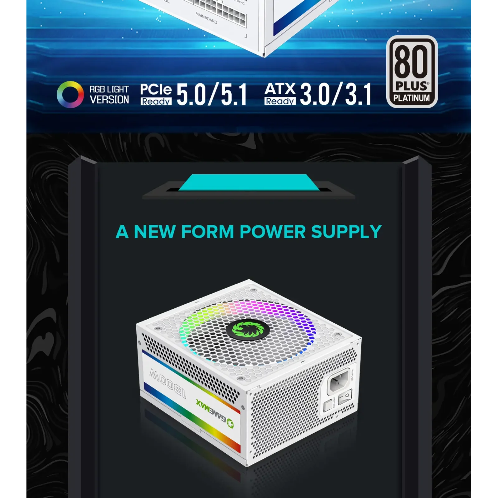 Блок живлення GameMax RGB-1300 WH (ATX3.1 PCIe5.1) UA