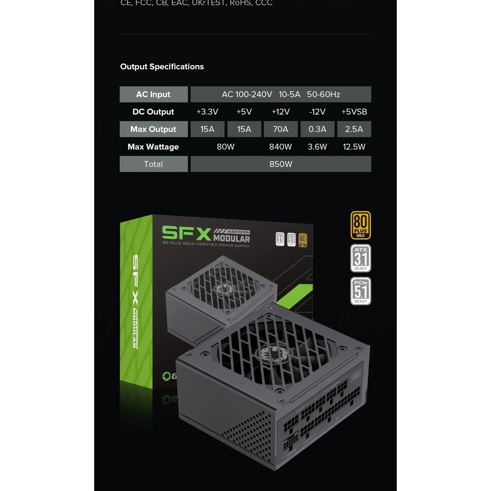 Блок живлення GAMEMAX GS-850G Black UA