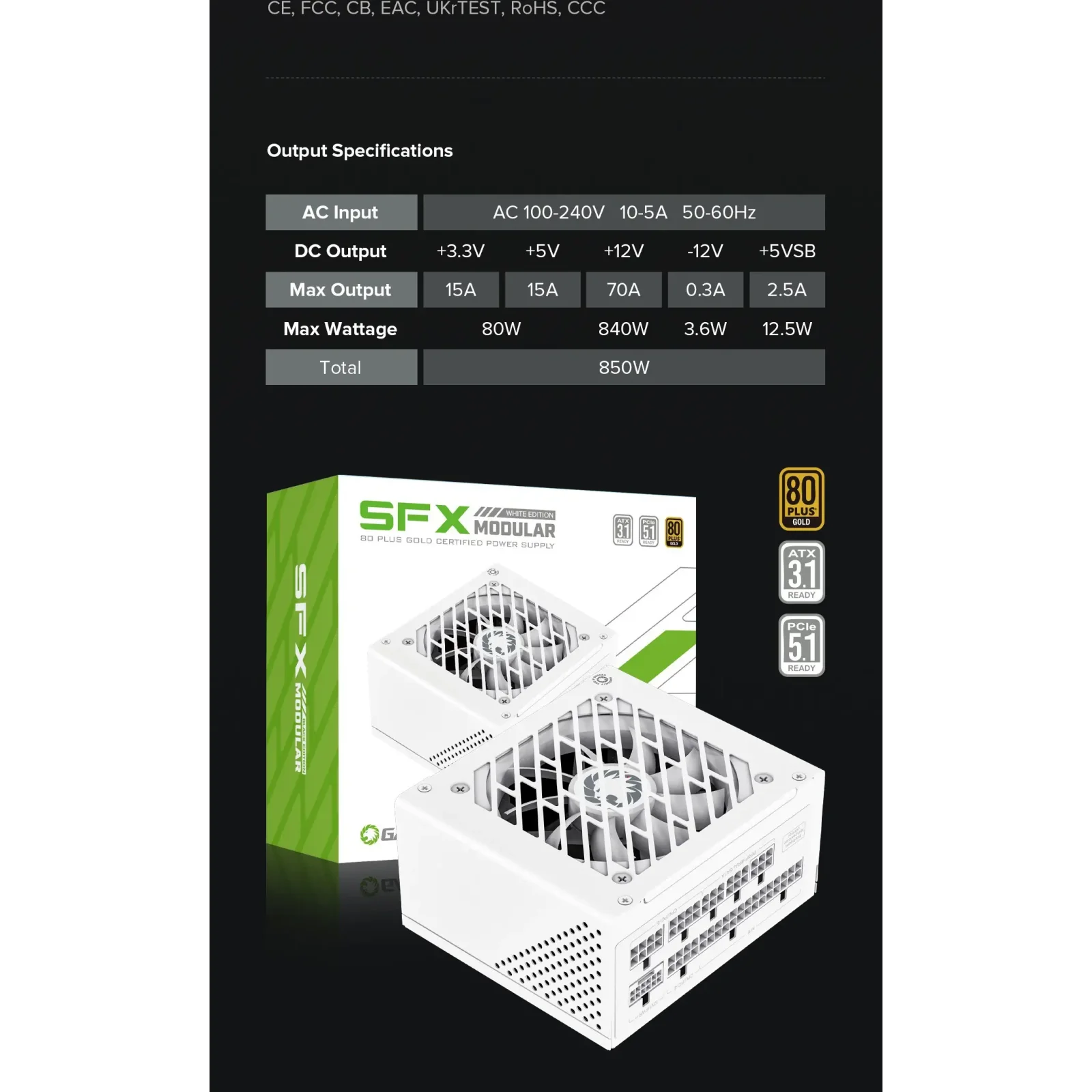 Блок живлення GAMEMAX GS-850G White UA