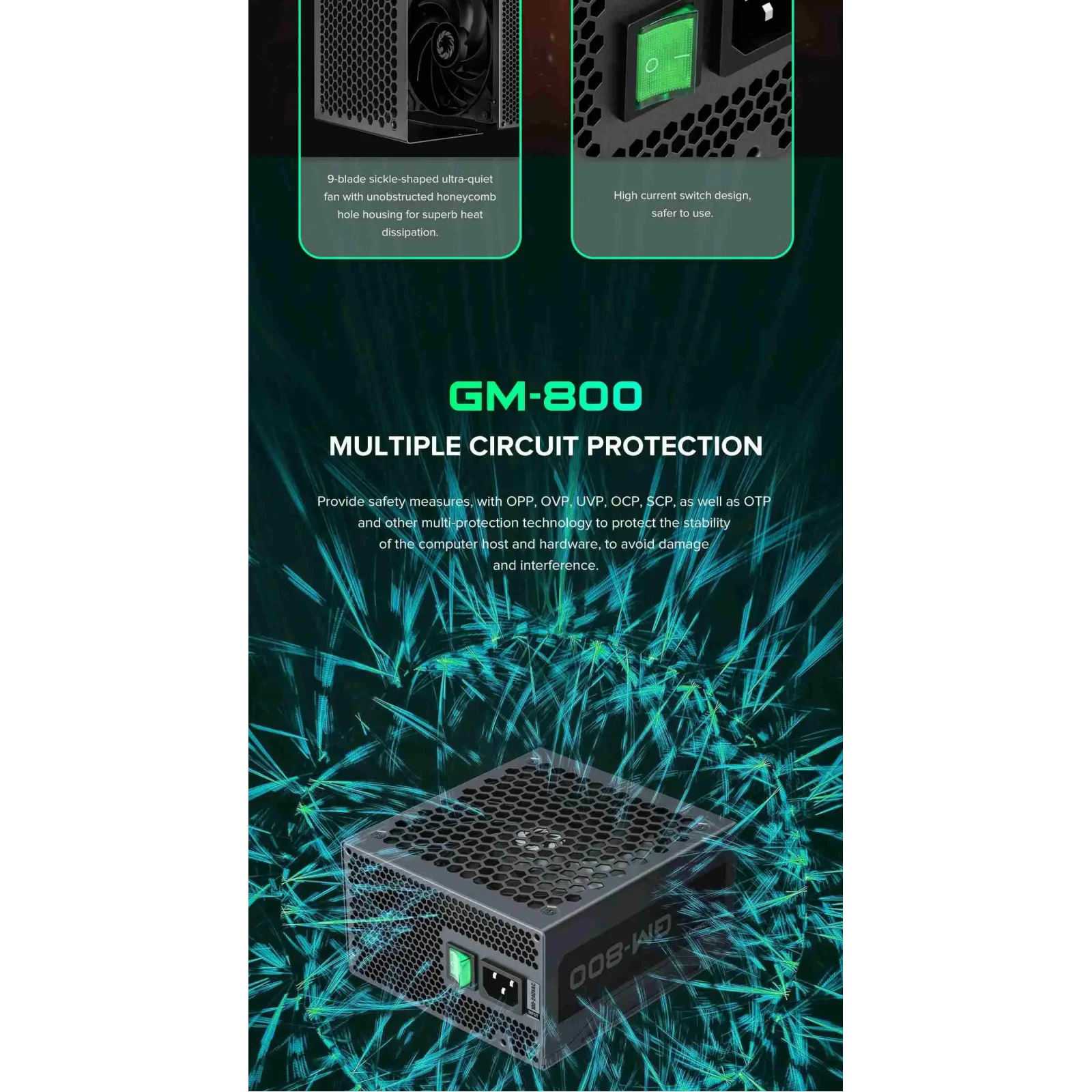 Блок питания GAMEMAX GM-800 Modular UA