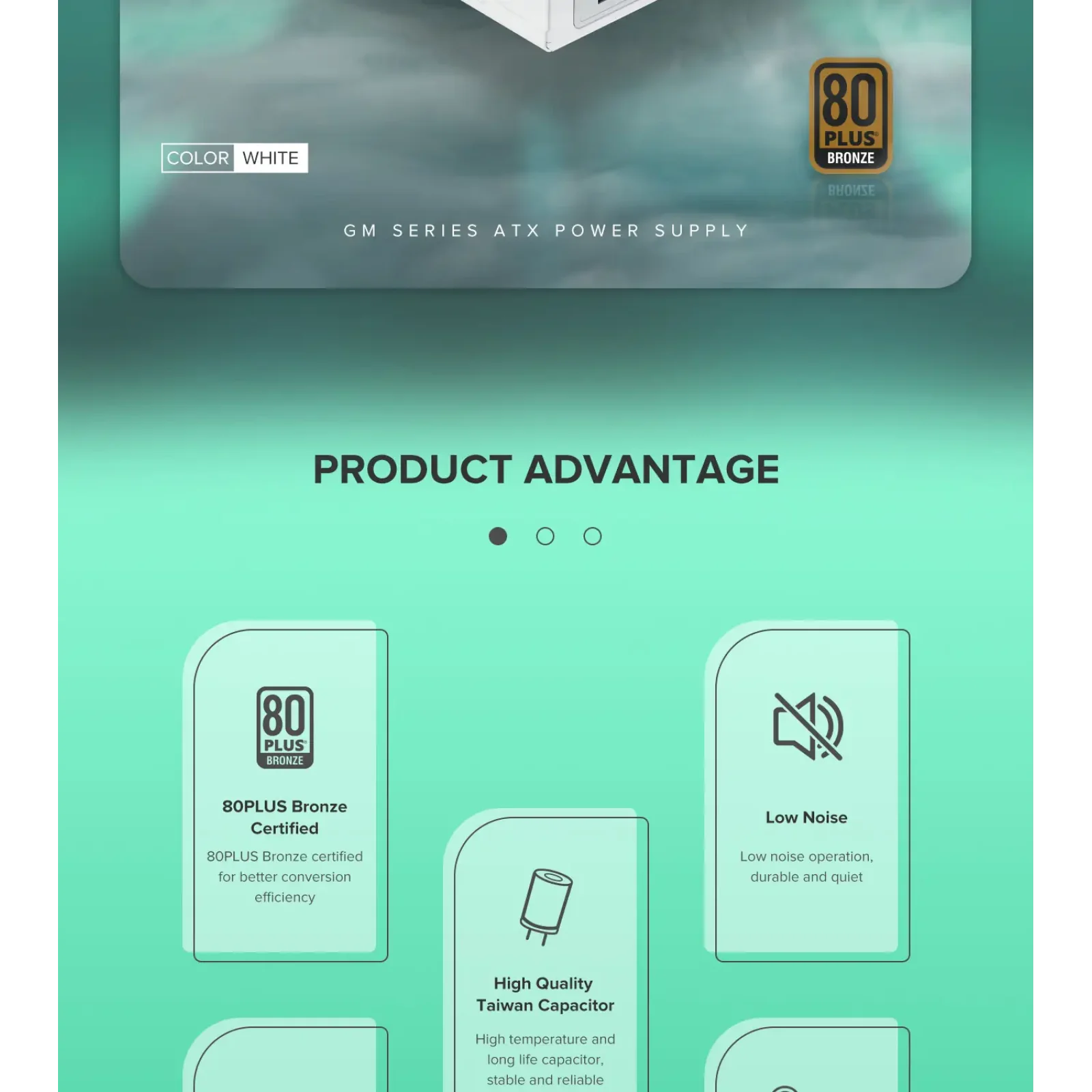 Блок живлення GameMax GM-800 Modular White UA