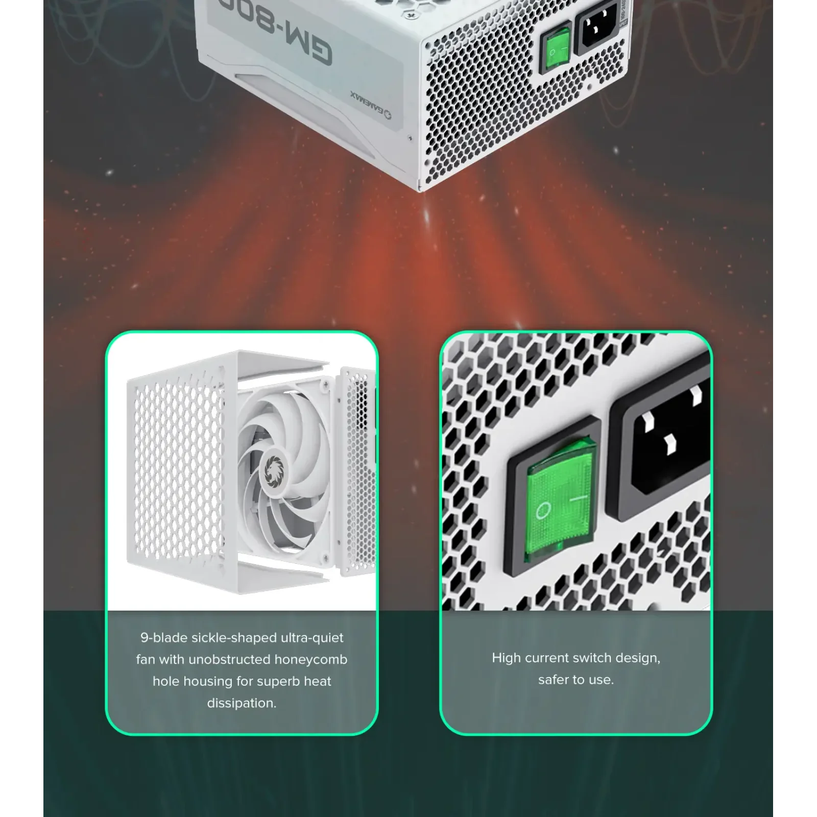 Блок живлення GameMax GM-800 Modular White UA