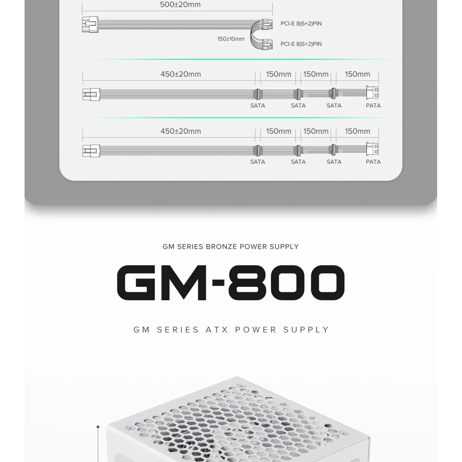 Блок живлення GameMax GM-800 Modular White UA