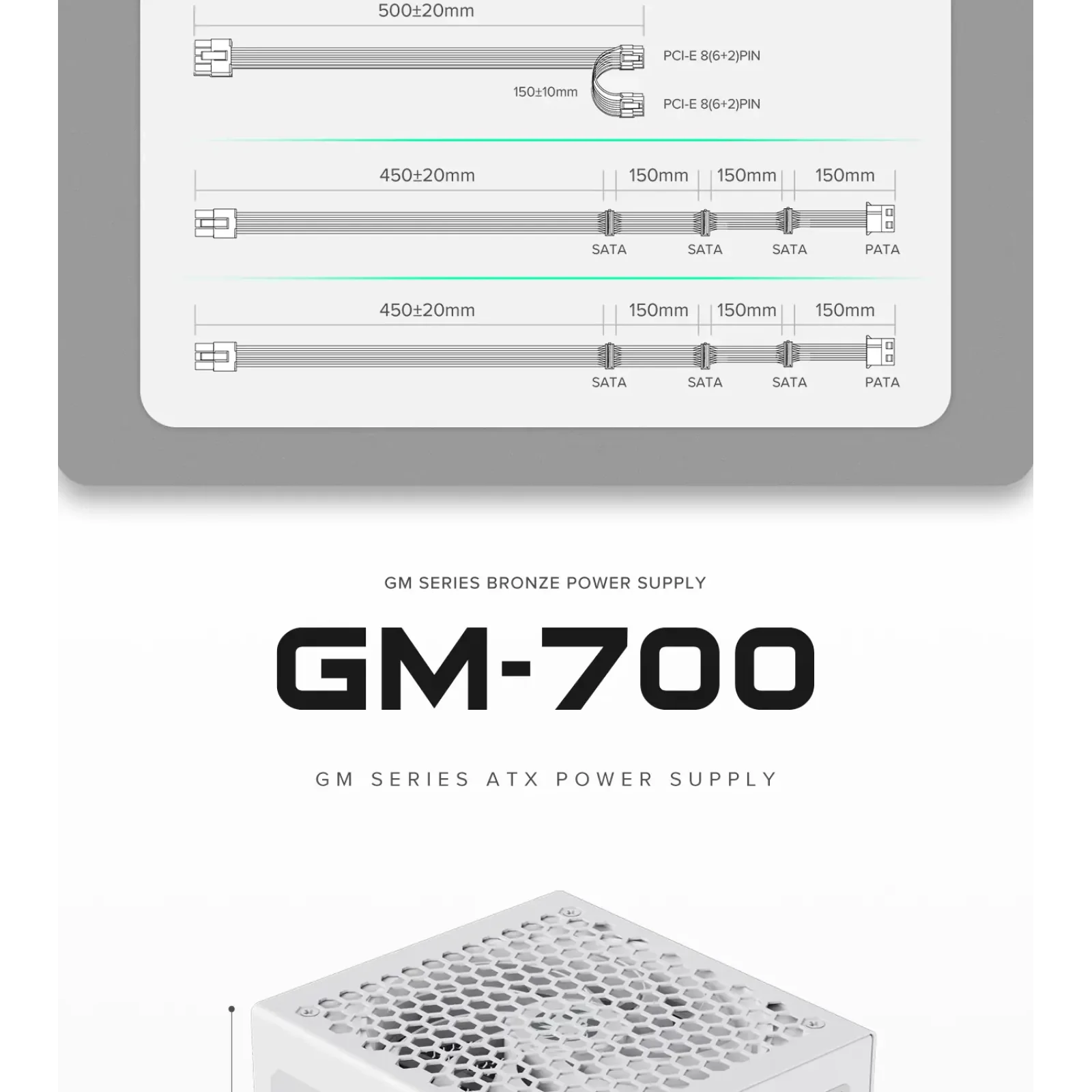 Блок питания GameMax GM-700 Modular white UA