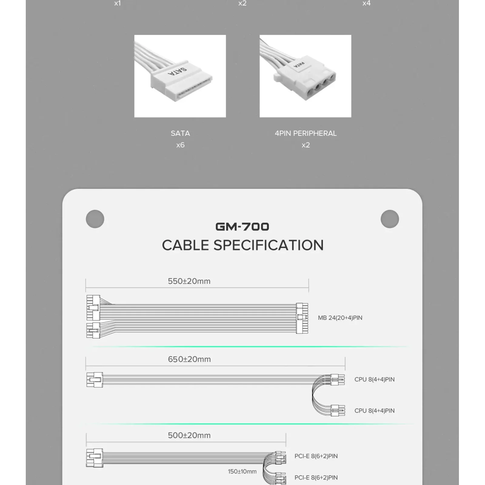 Блок питания GameMax GM-700 Modular white UA