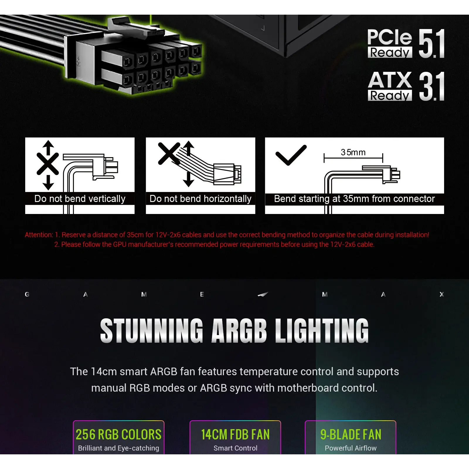 Блок живлення GameMax RGB PRO 1300P UA