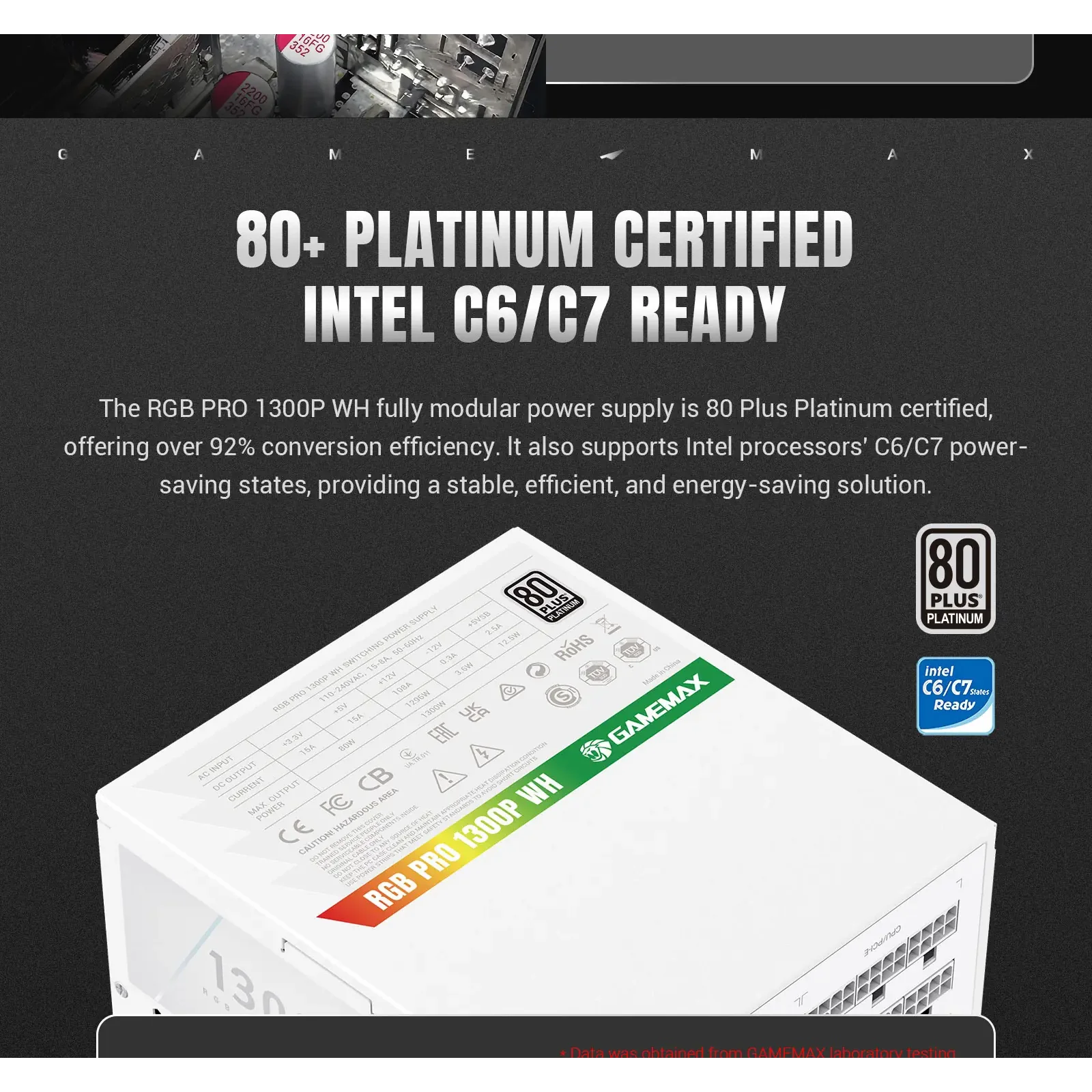 Блок живлення GameMax RGB PRO 1300P WH UA