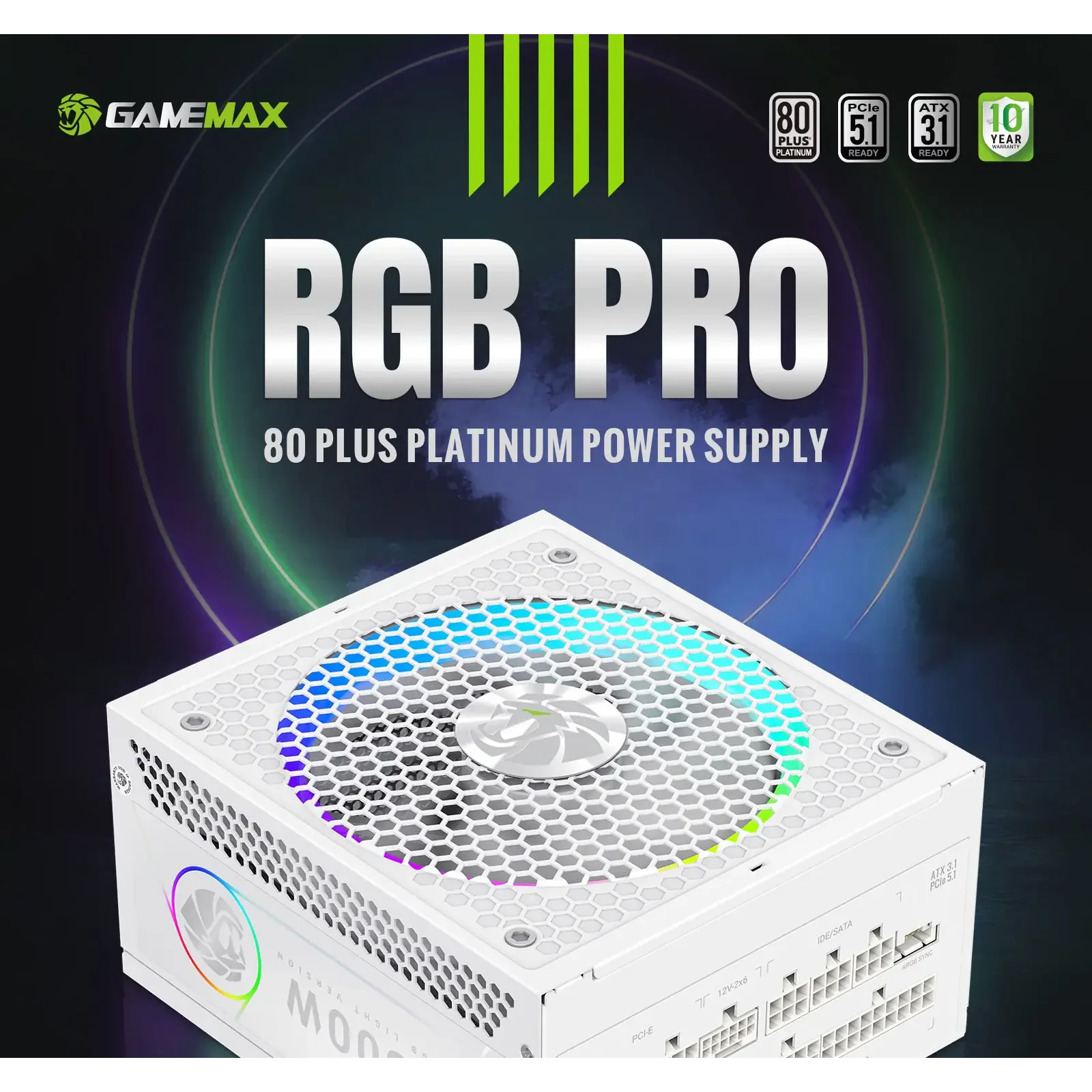 Блок живлення GameMax RGB PRO 1300P WH UA