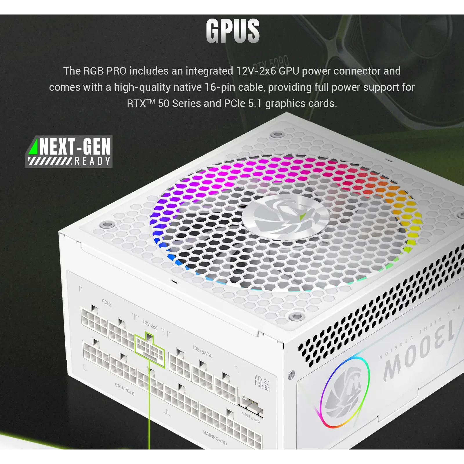 Блок живлення GameMax RGB PRO 1300P WH UA