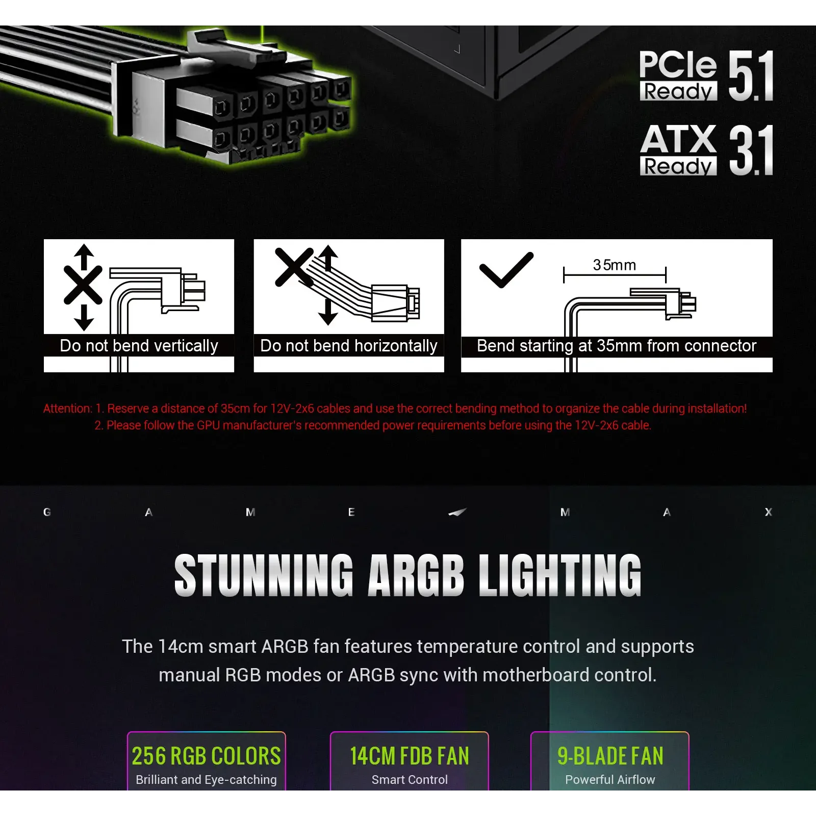 Блок живлення GameMax RGB PRO 1050G UA