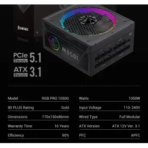 Блок живлення GameMax RGB PRO 1050G UA