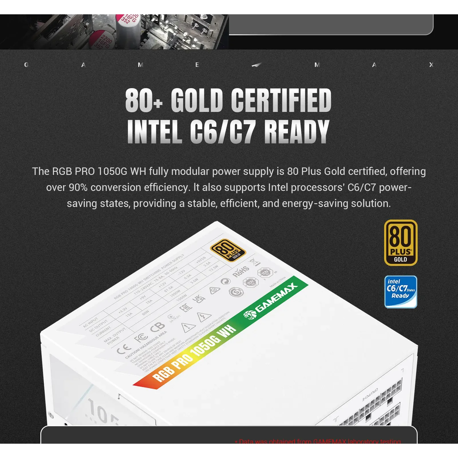 Блок живлення GameMax RGB PRO 1050G WH UA