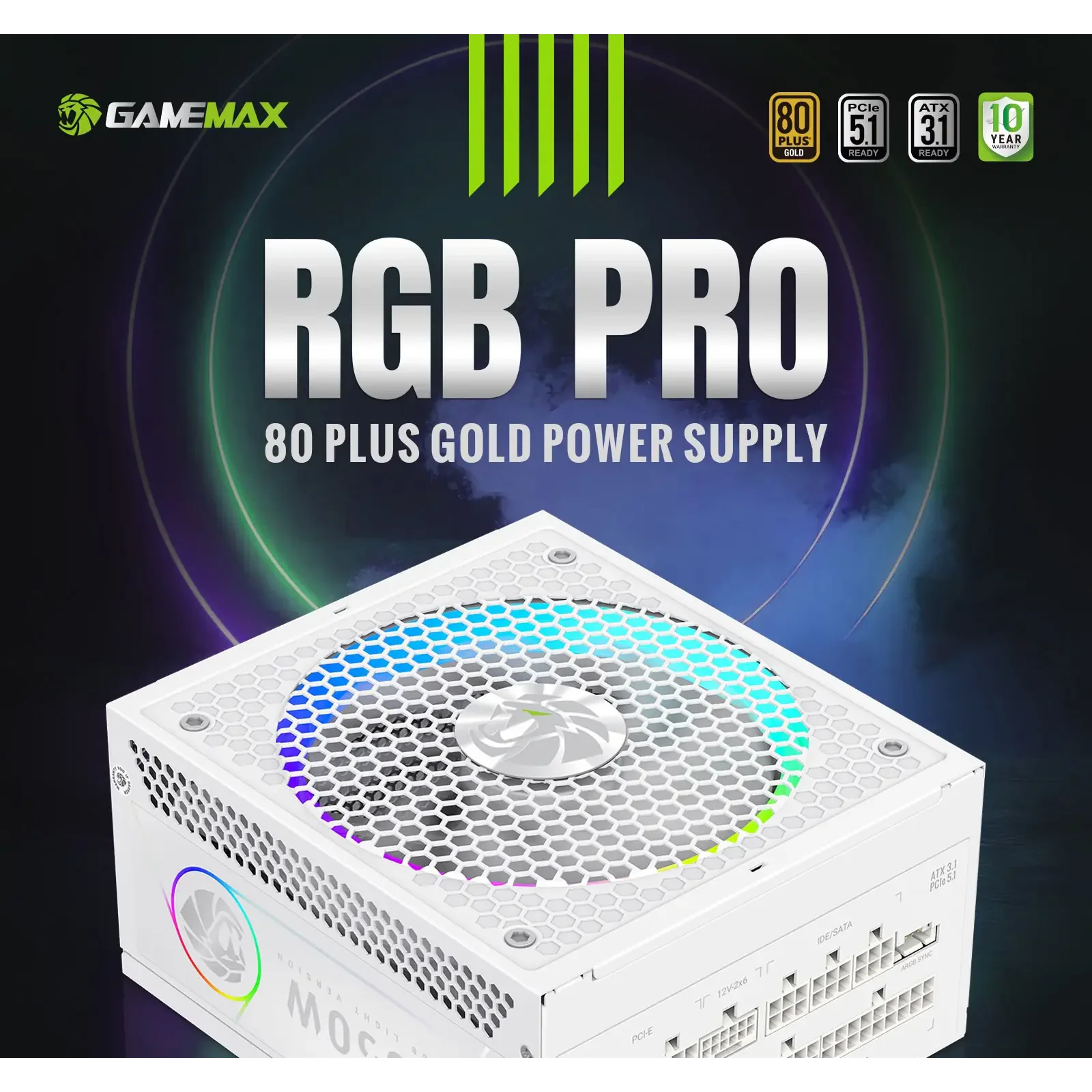 Блок живлення GameMax RGB PRO 1050G WH UA