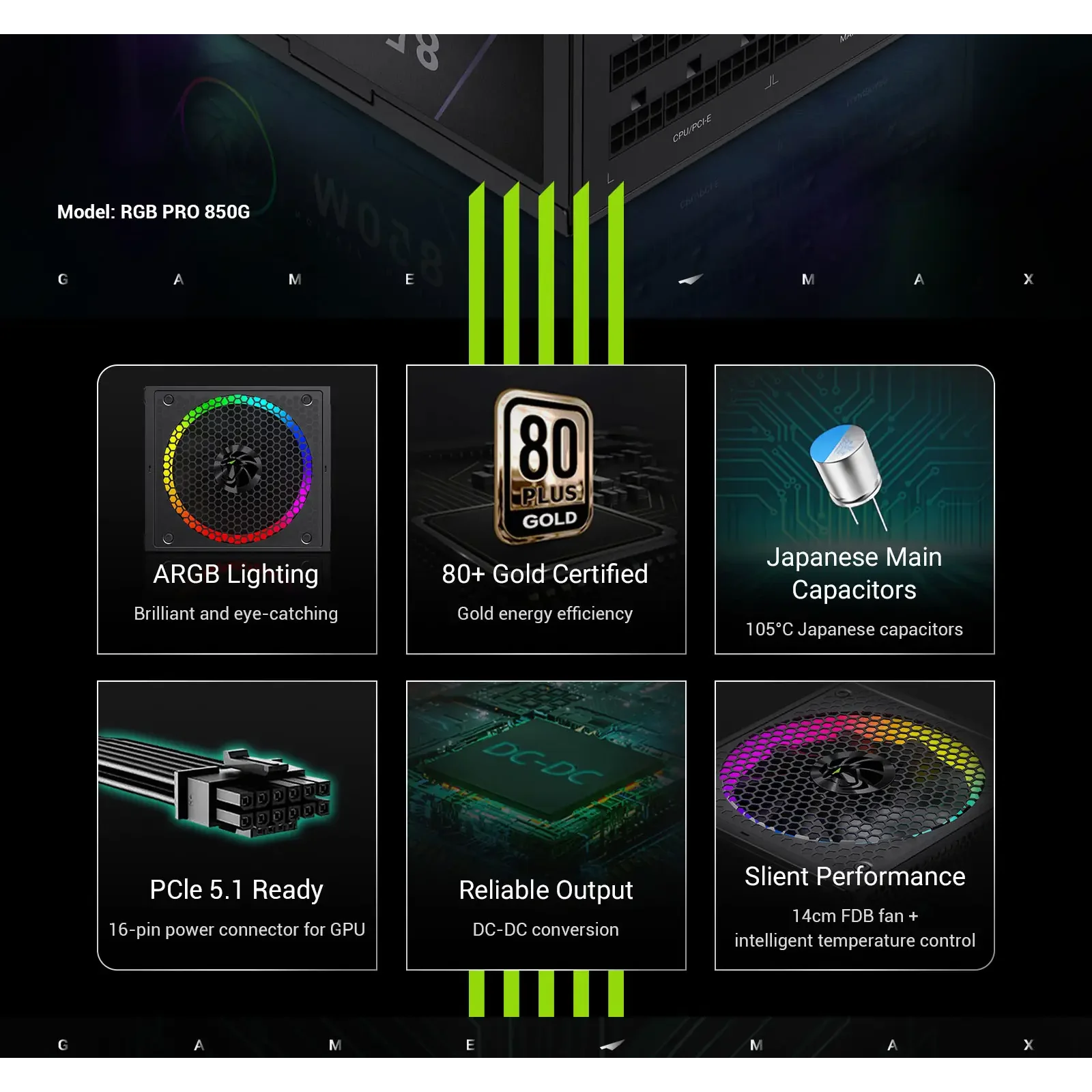 Блок живлення GameMax RGB PRO 850G UA