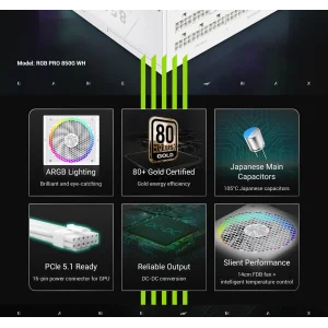 Блок живлення GameMax RGB PRO 850G WH UA