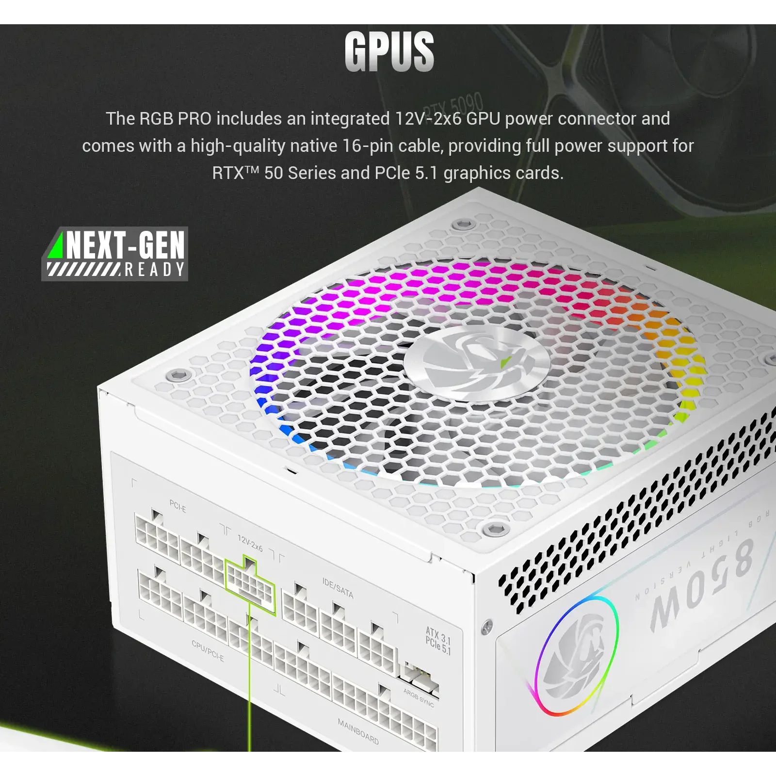 Блок живлення GameMax RGB PRO 850G WH UA