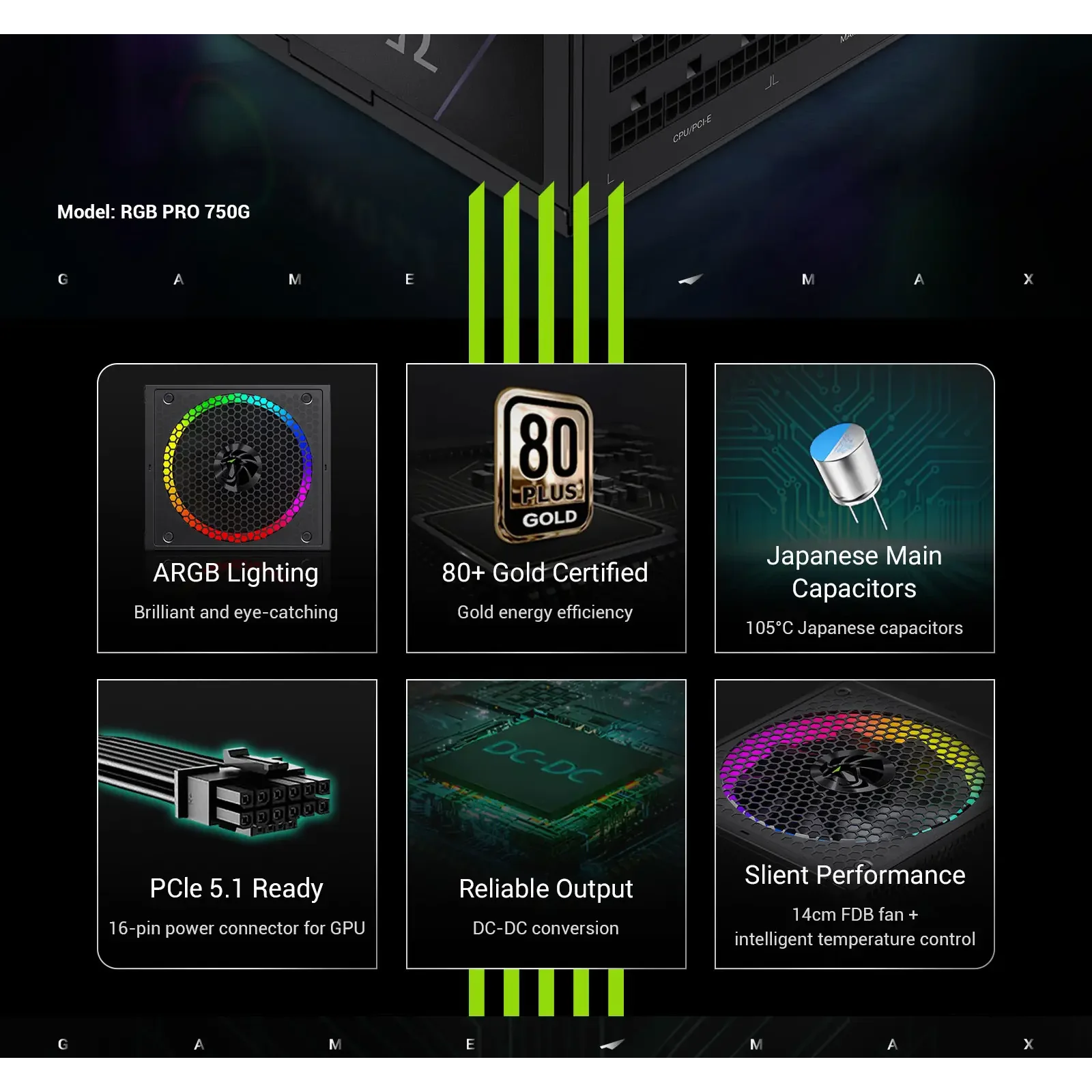 Блок живлення GameMax RGB PRO 750G UA