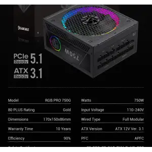 Блок живлення GameMax RGB PRO 750G UA