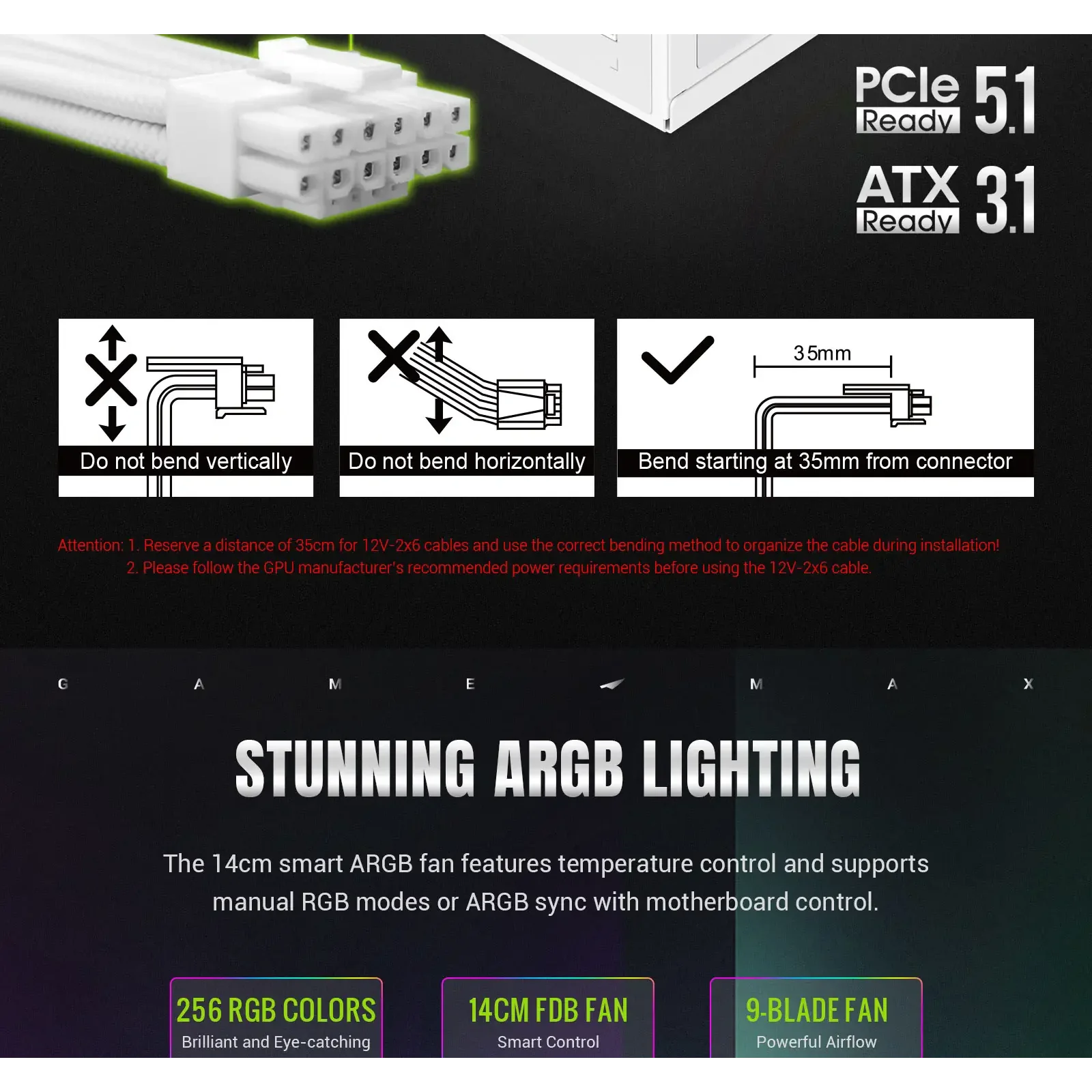 Блок живлення GameMax RGB PRO 750G WH UA