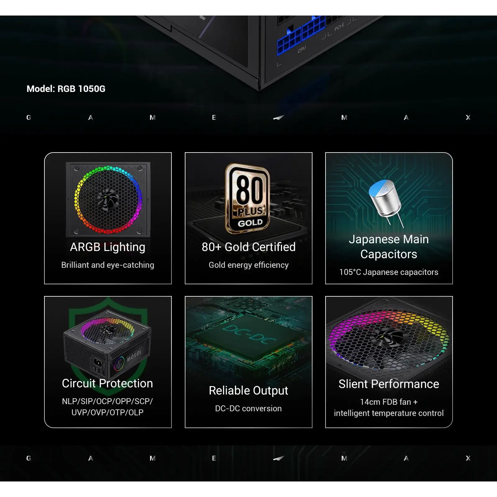 Блок живлення GameMax RGB 1050G UA