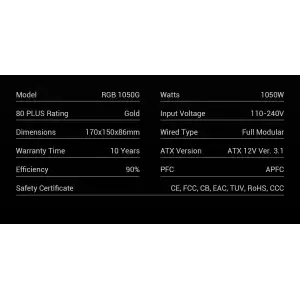 Блок живлення GameMax RGB 1050G UA