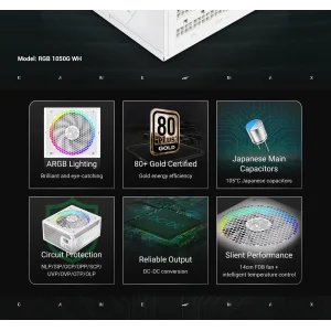Блок живлення GameMax RGB 1050G WH UA
