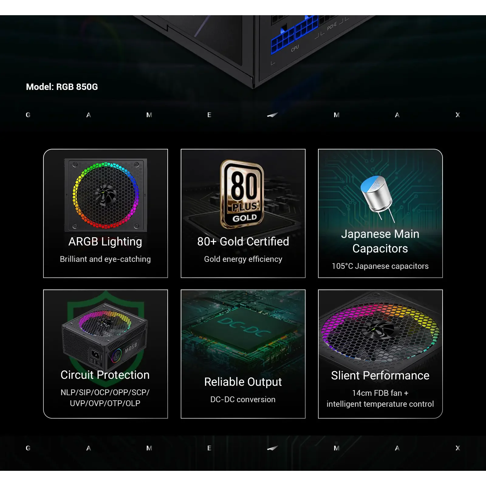 Блок живлення GAMEMAX RGB 850G UA