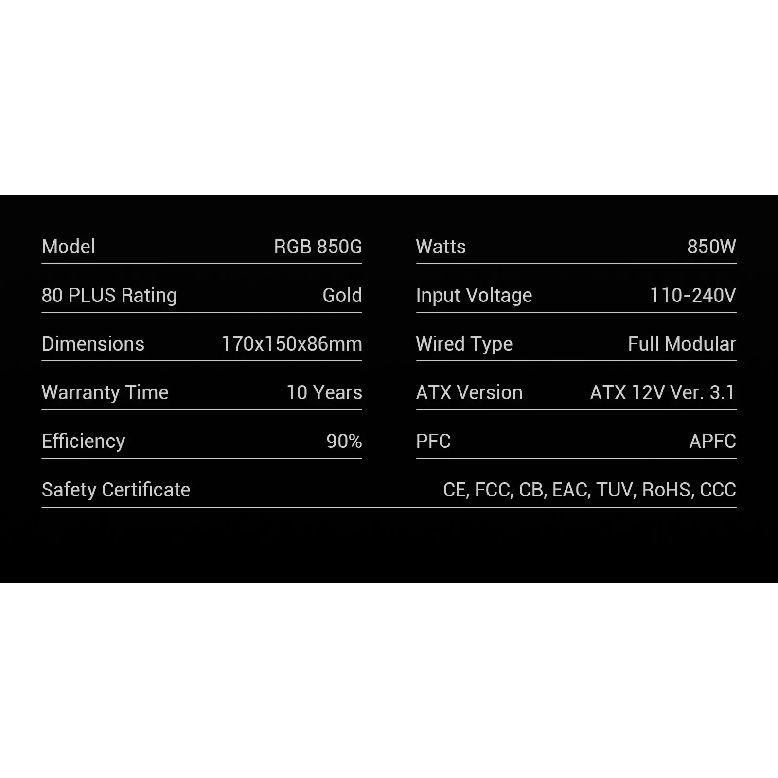 Блок живлення GAMEMAX RGB 850G UA