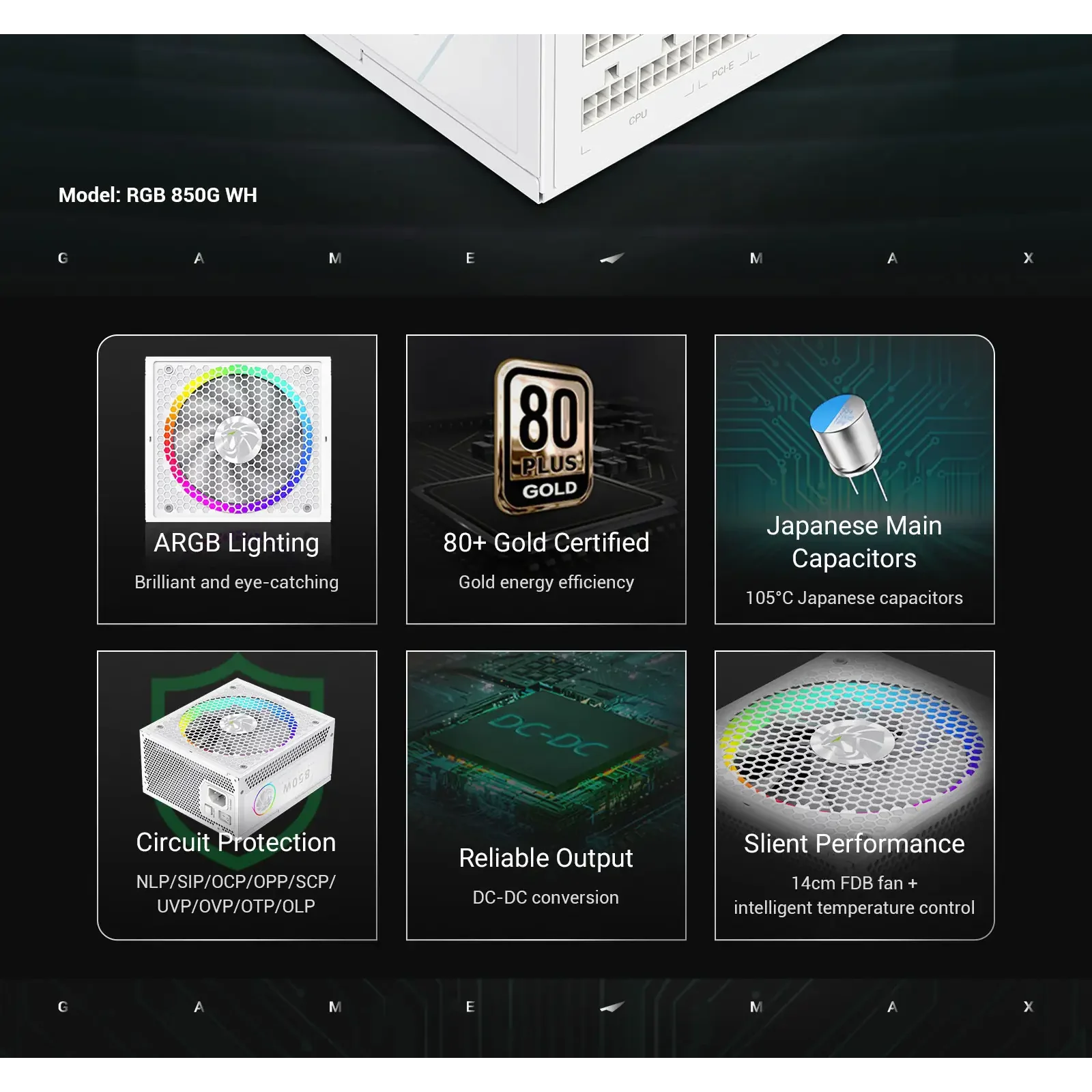 Блок живлення GAMEMAX RGB 850G WH UA