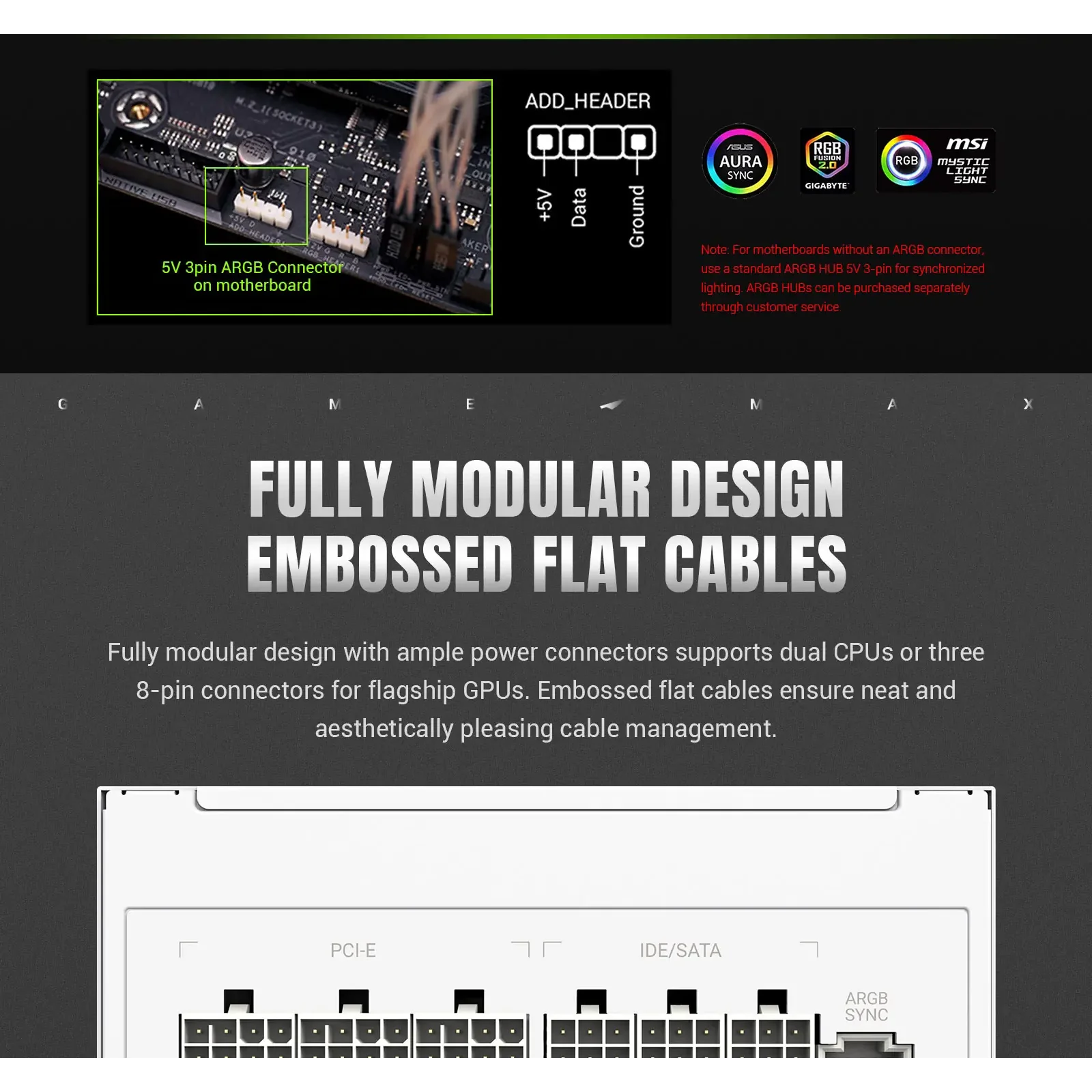 Блок живлення GAMEMAX RGB 850G WH UA