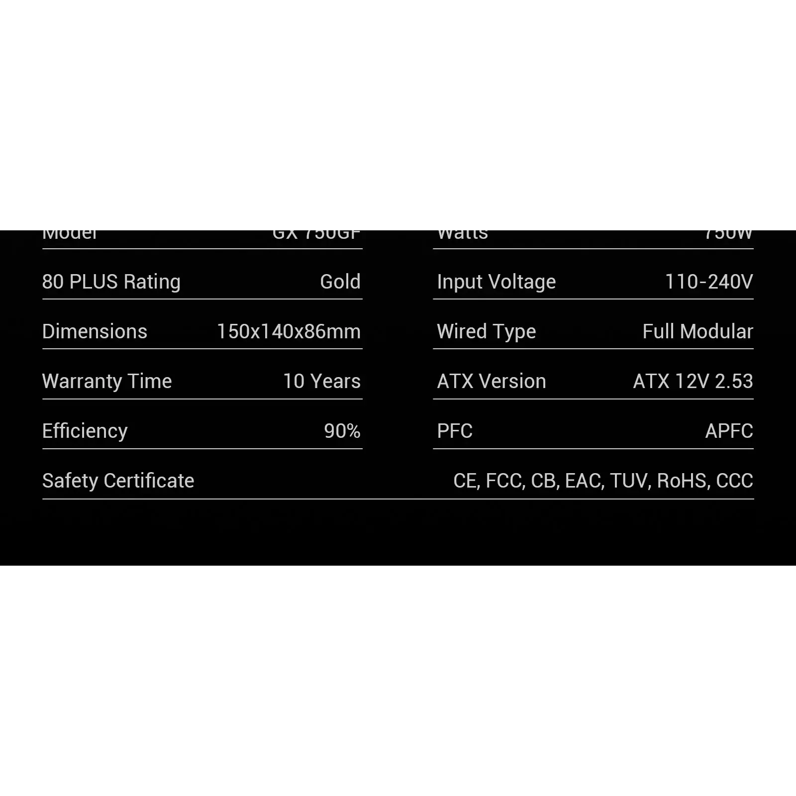 Блок питания GameMax GX 750GF UA