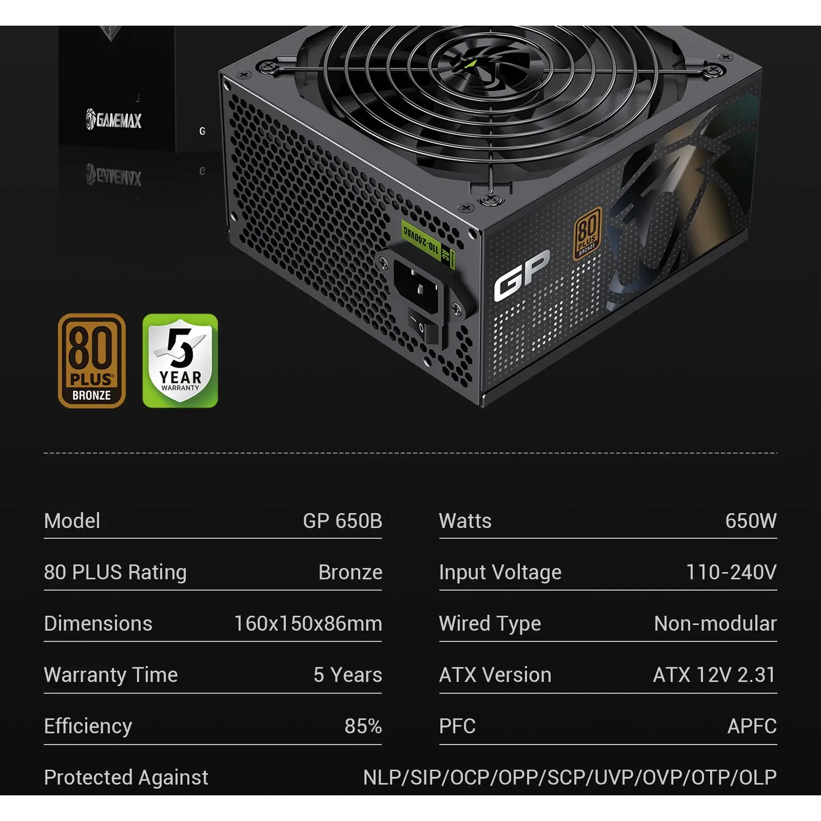 Блок питания GAMEMAX GP 650B UA