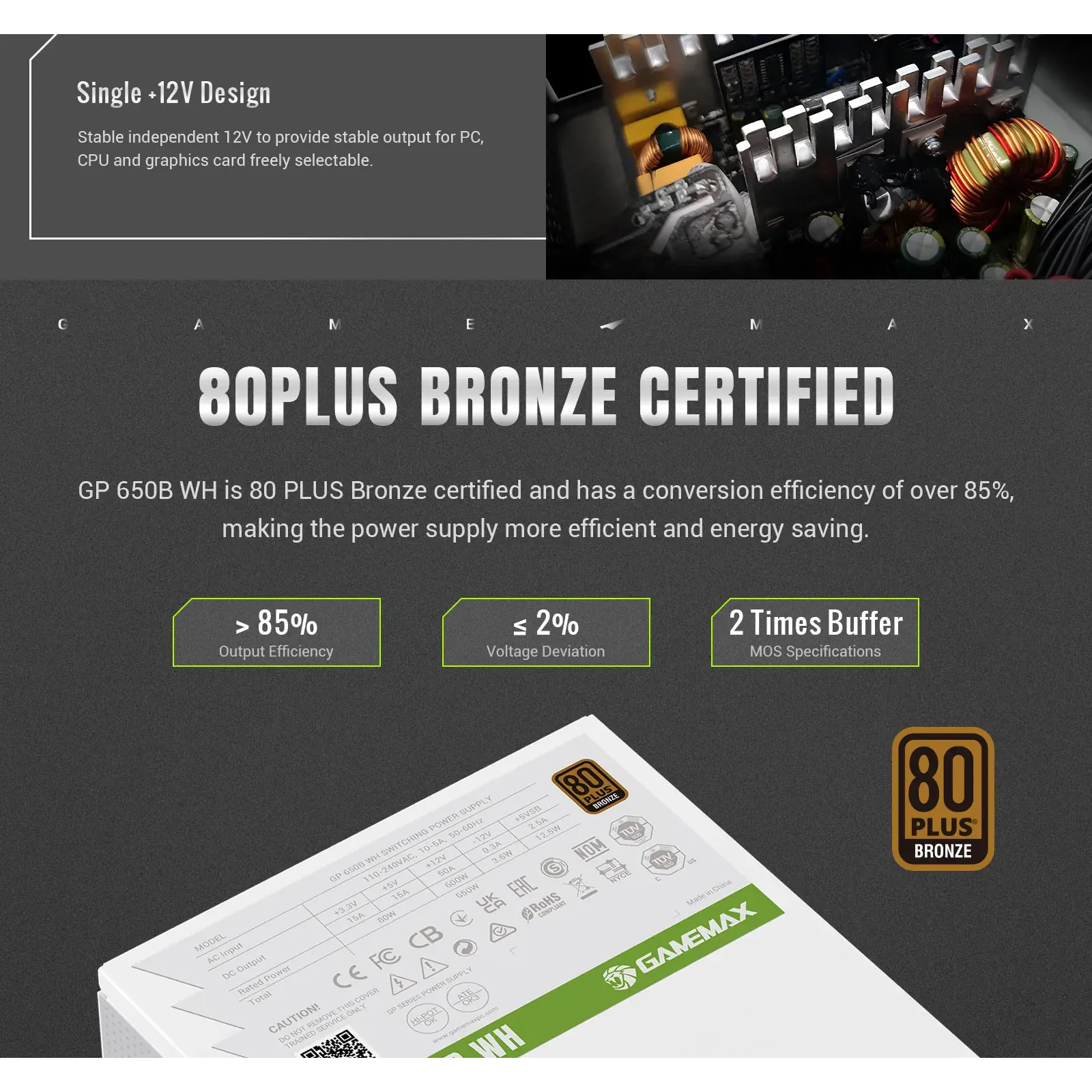 Блок живлення GAMEMAX GP 650B WH UA