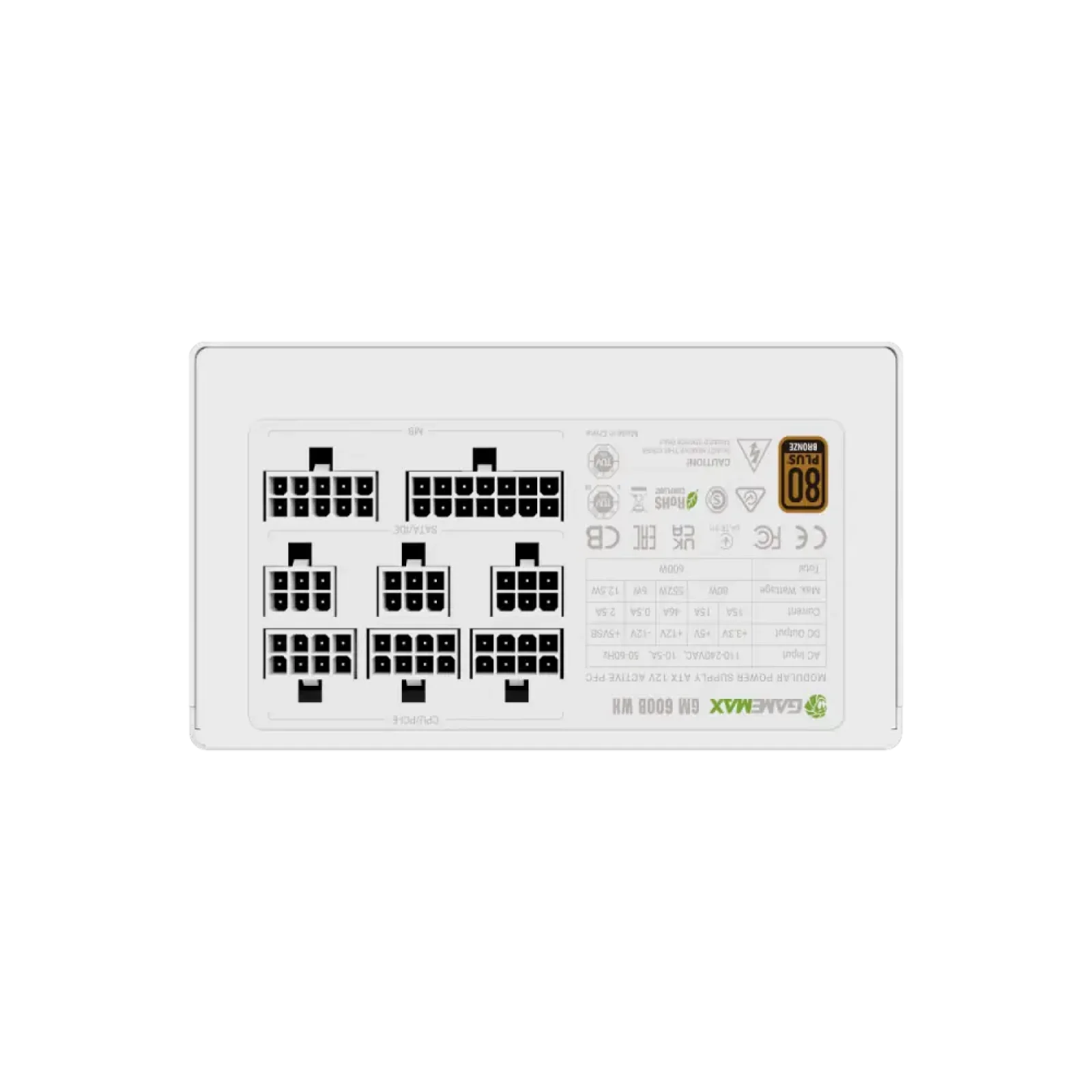 Блок питания GAMEMAX GM 600B WH Fully-modular UA