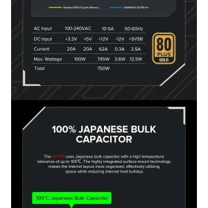 Блок живлення GameMax GX-750 PRO BK (ATX3.1PCIe5.1) UA