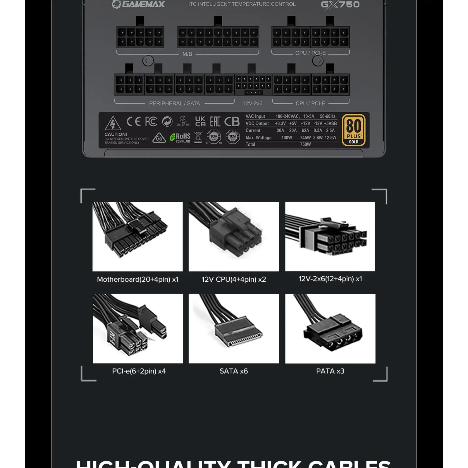 Блок живлення GameMax GX-750 PRO BK (ATX3.1PCIe5.1) UA