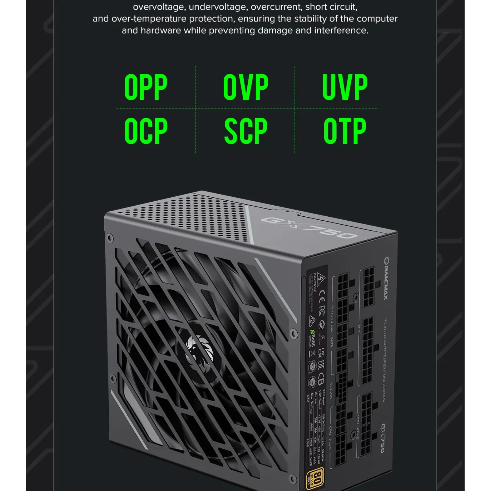 Блок живлення GameMax GX-750 PRO BK (ATX3.1PCIe5.1) UA