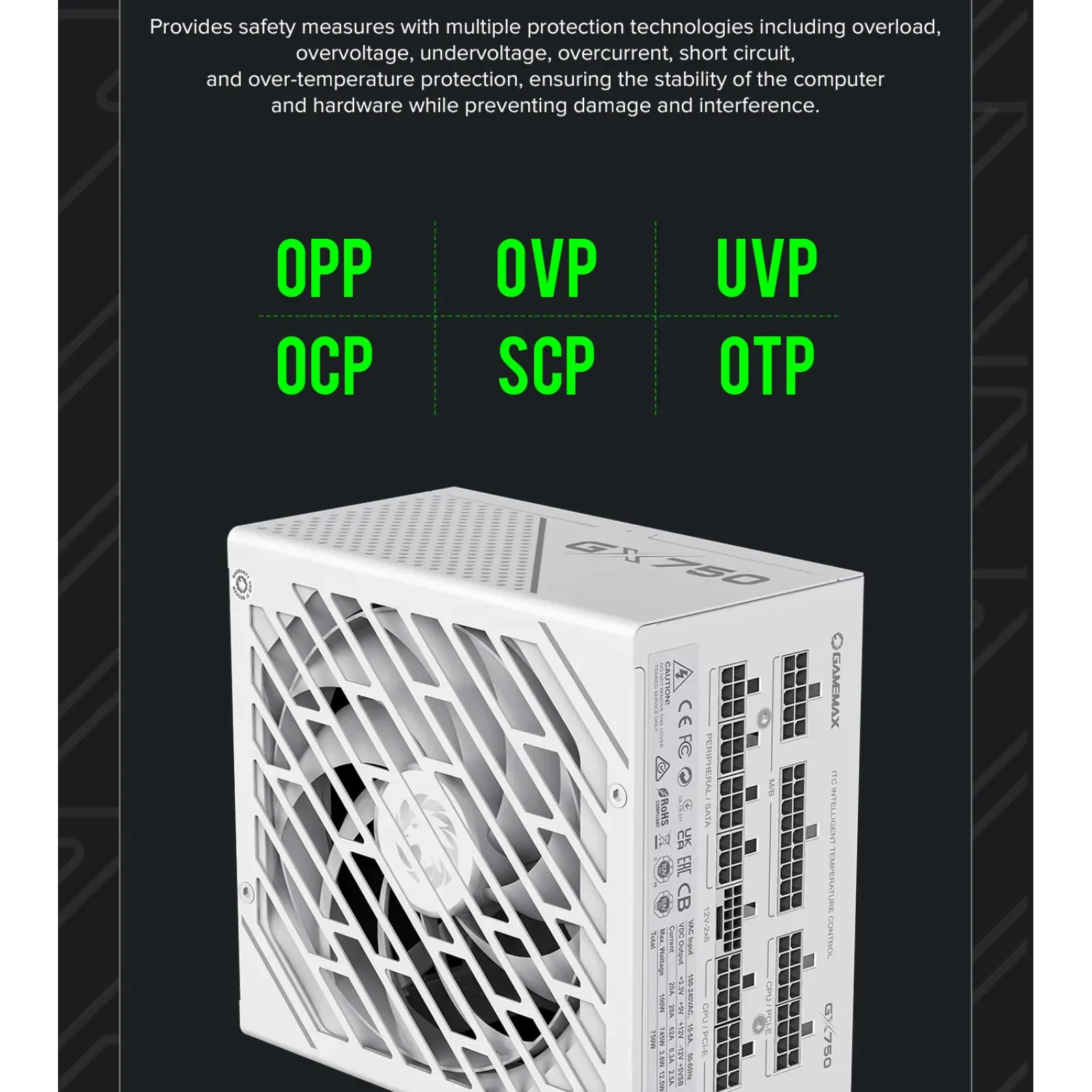 Блок питания GameMax GX-750 PRO WH (ATX3.1PCIe5.1) UA