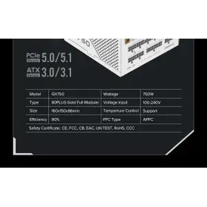 Блок питания GameMax GX-750 PRO WH (ATX3.1PCIe5.1) UA