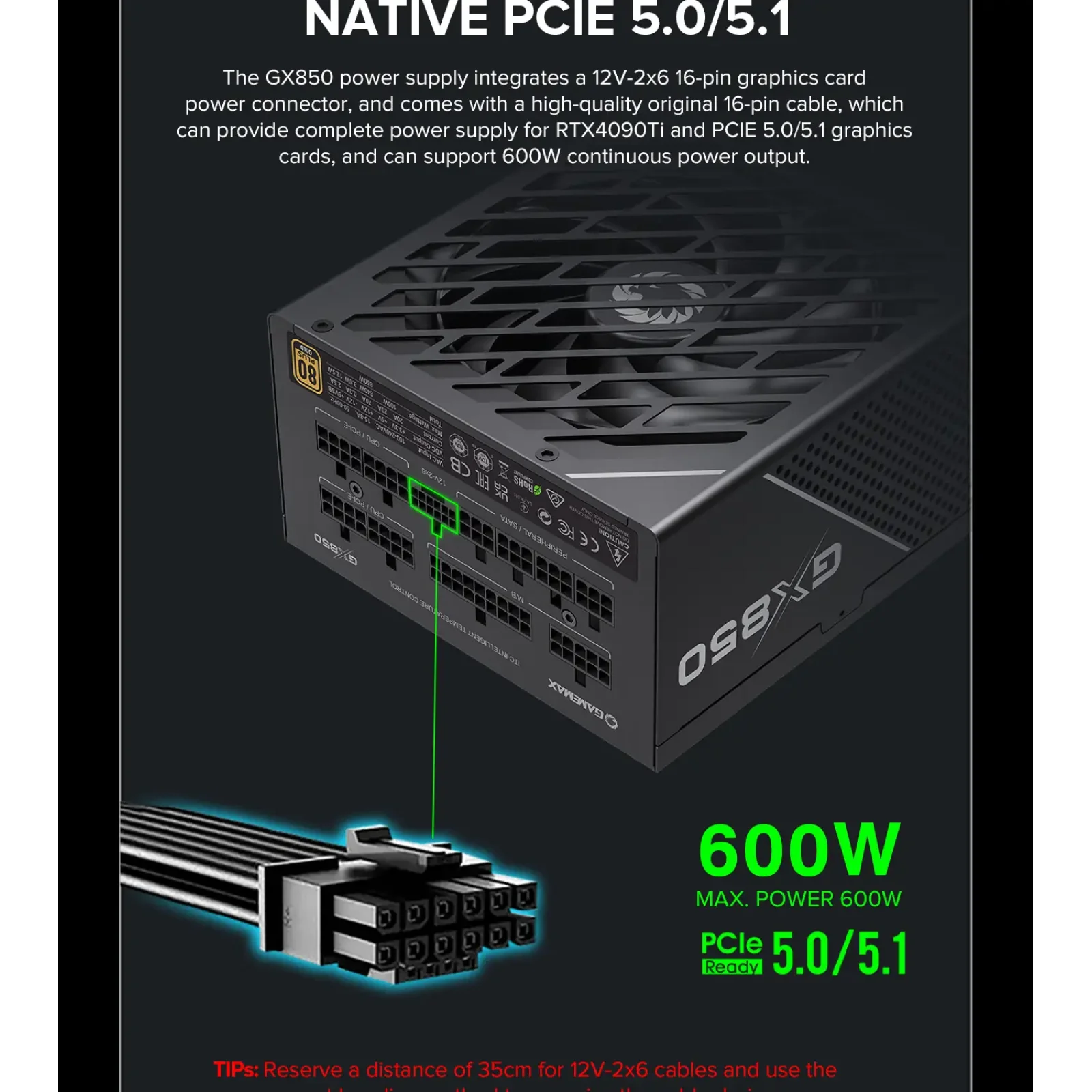 Блок питания GAMEMAX GX-850 PRO UA