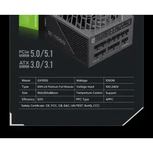 Блок живлення GameMax GX-1050 PRO BK (ATX3.1PCIe5.1) UA