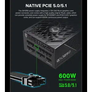 Блок живлення GameMax GX-1250 PRO BK (ATX3.1PCIe5.1) UA