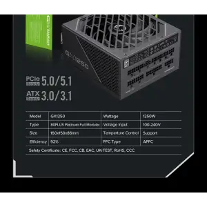 Блок живлення GameMax GX-1250 PRO BK (ATX3.1PCIe5.1) UA