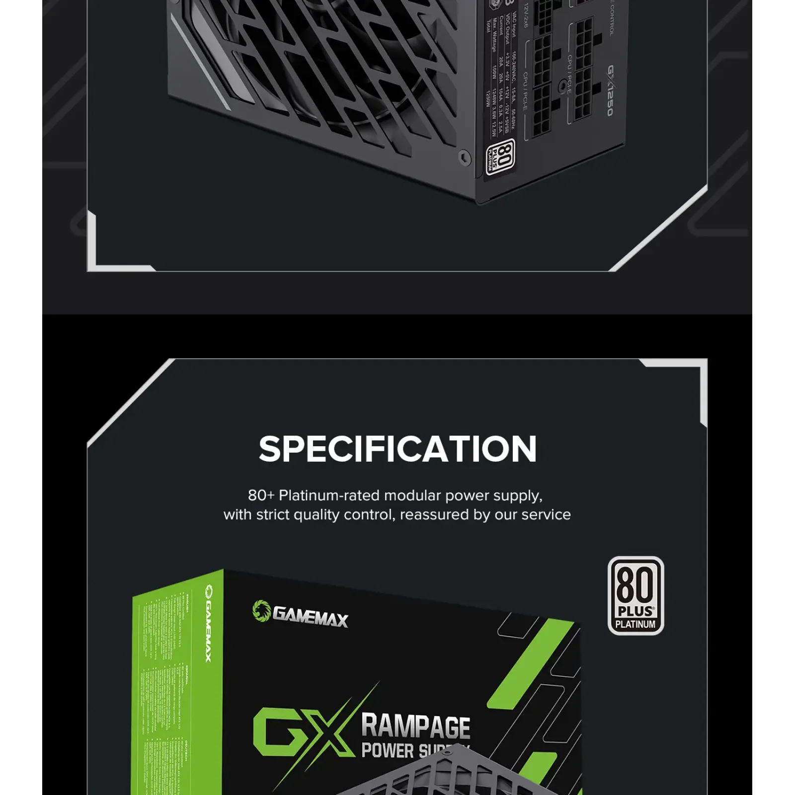 Блок живлення GameMax GX-1250 PRO BK (ATX3.1PCIe5.1) UA
