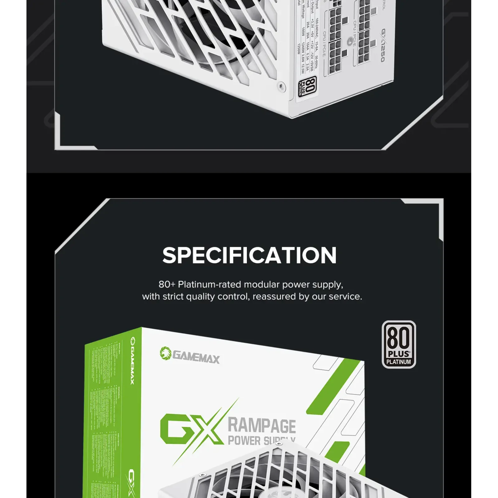 Блок живлення GameMax GX-1250 PRO WT (ATX3.1PCIe5.1) UA