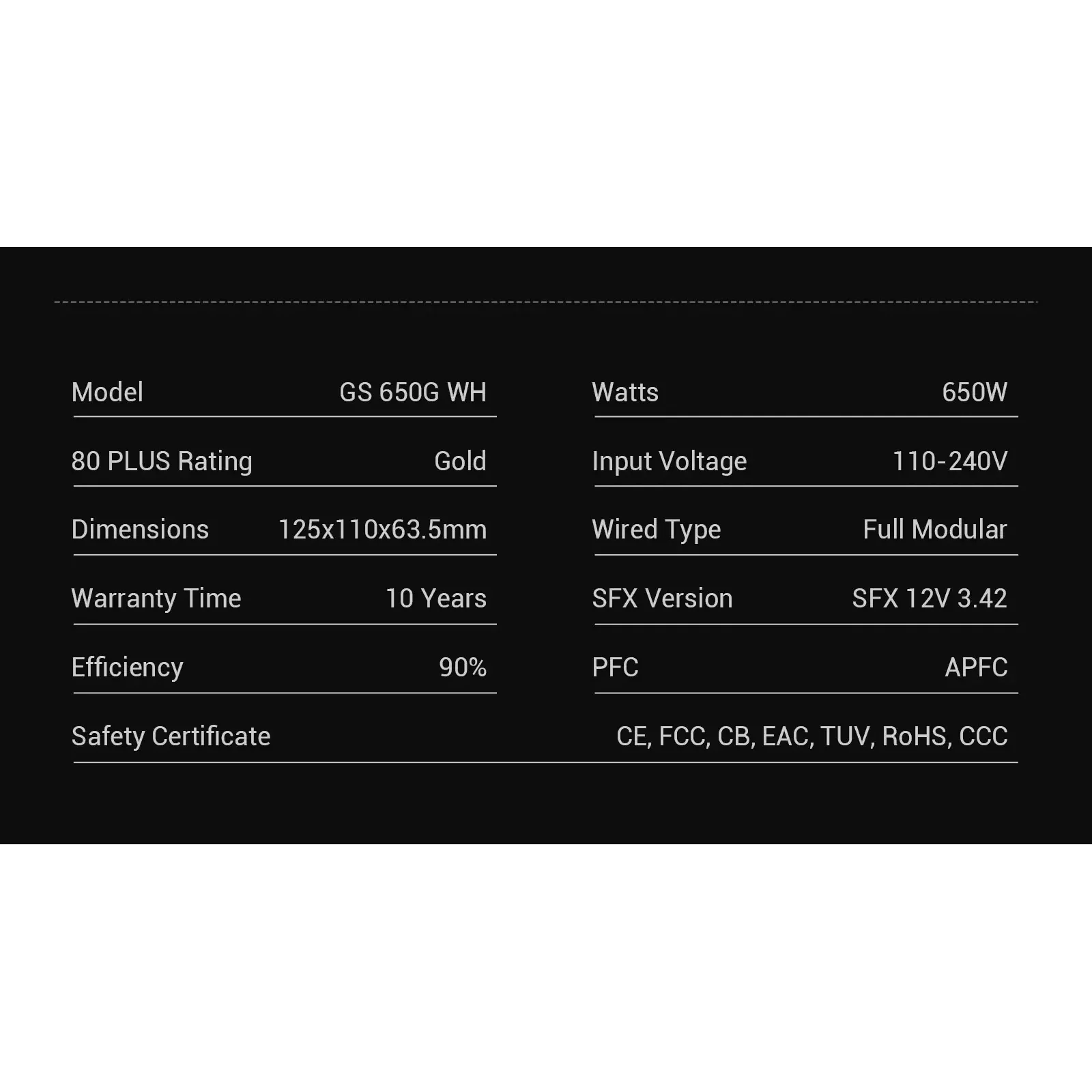 Блок питания GAMEMAX GS 650G WH V25 UA