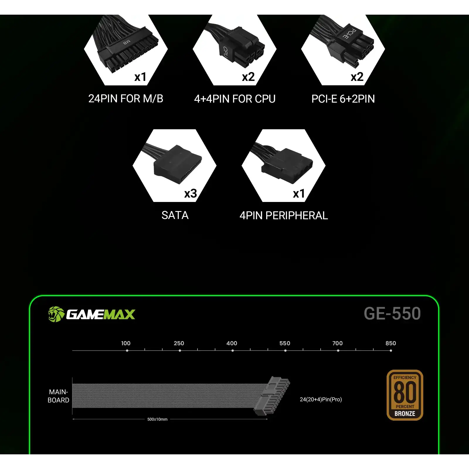 Блок живлення GameMax 550W GE-550 UA