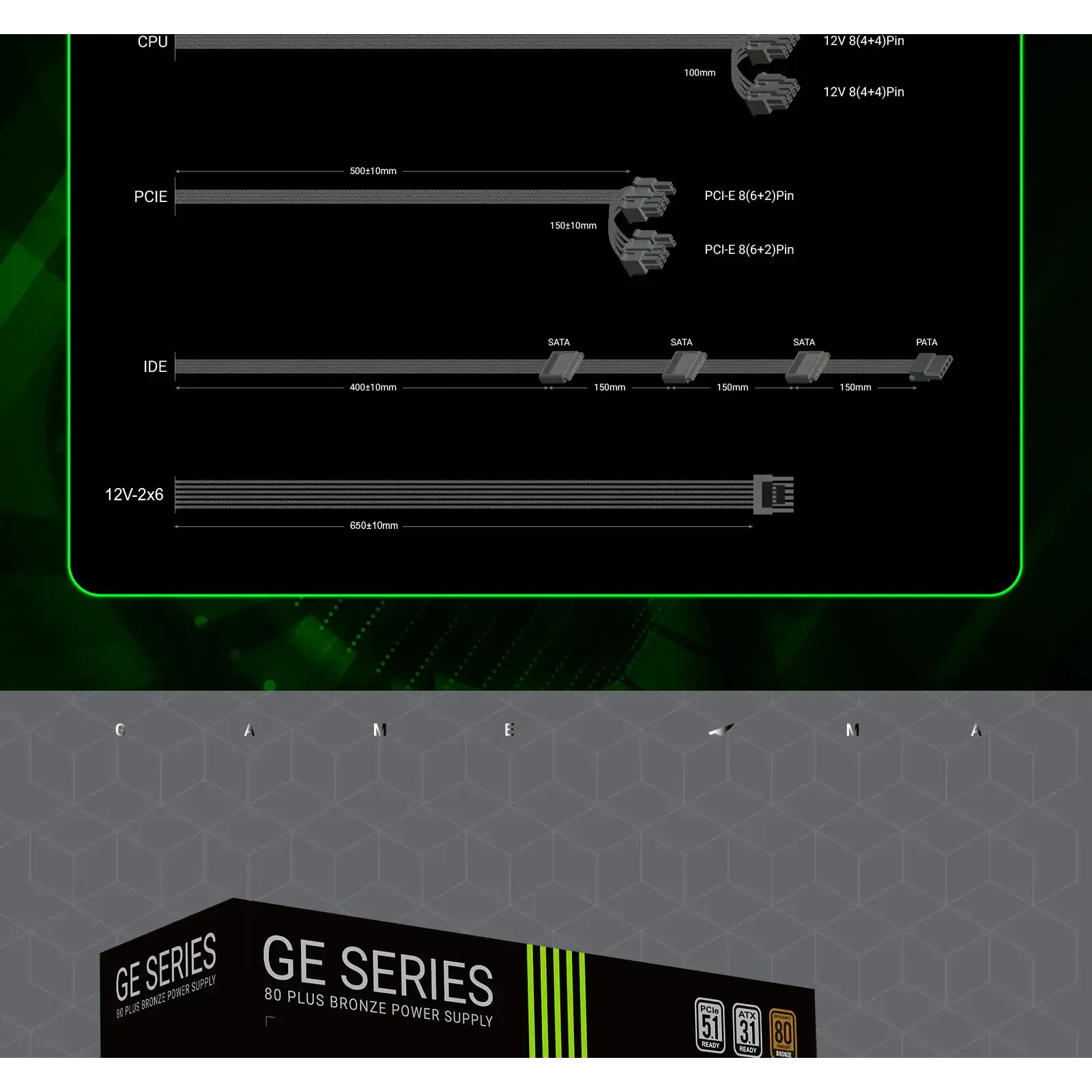 Блок живлення GameMax 650W GE-650 UA